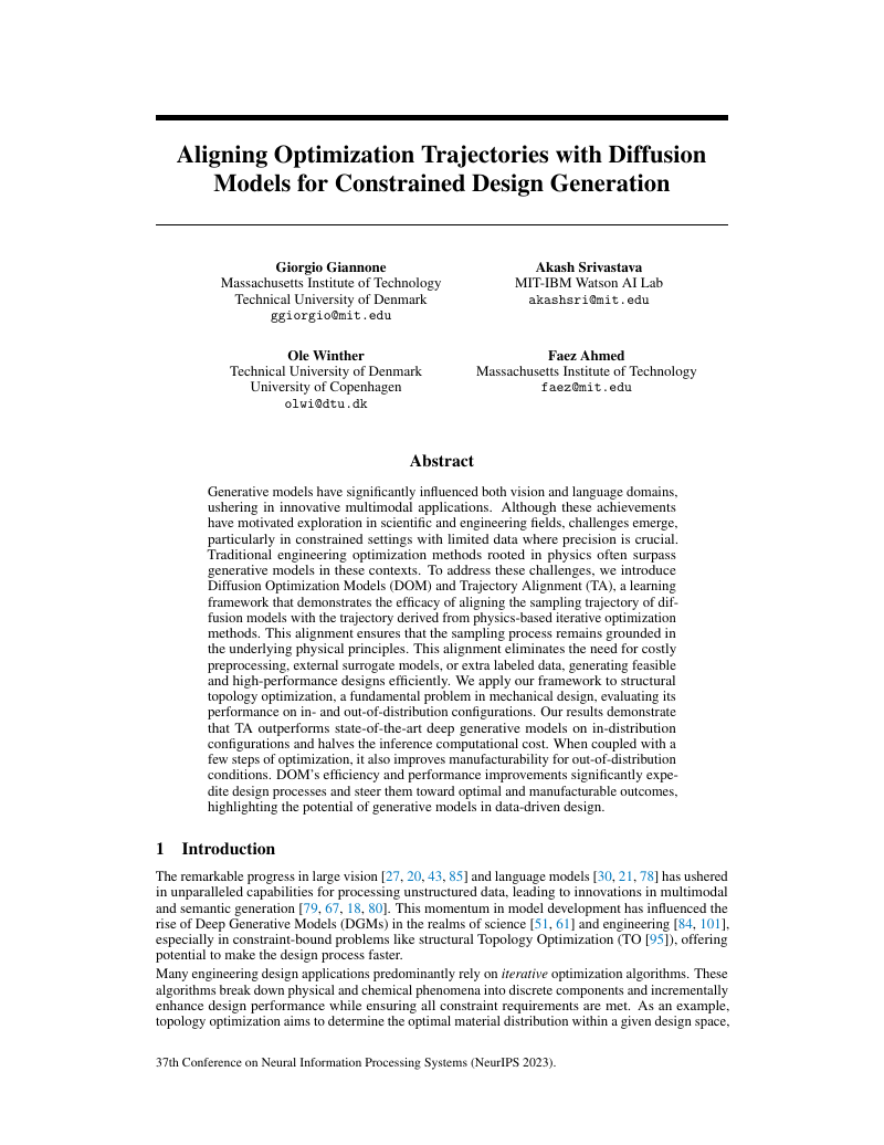 Aligning Optimization Trajectories with Diffusion Models for Constrained Design Generation
