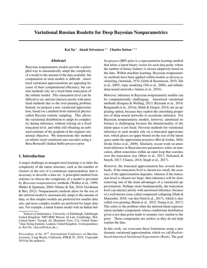 Variational Russian Roulette for Deep Bayesian Nonparametrics
